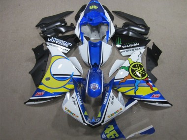 Carenado Moto Yamaha YZF R1 2012-2014 - Blanco Azul Amarillo Negro Pizzoli Semakin Didepan Monstruo