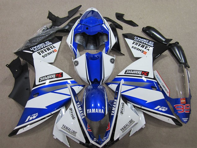 Carenado Moto Yamaha YZF R1 2012-2014 - Blanco Azul Negro Pizzoli ENEOS Yamalube Semakin Didepan