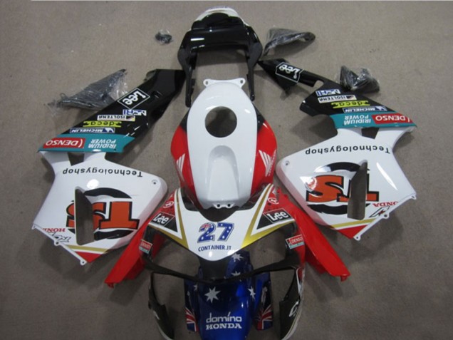 Carenado Moto Honda CBR600RR 2003-2004 - Blanco Rojo Azul Negro Brillante Denso 27