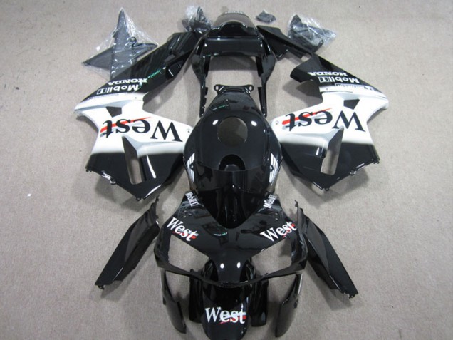 Carenado Moto Honda CBR600RR 2003-2004 - Negro Brillante Blanco West