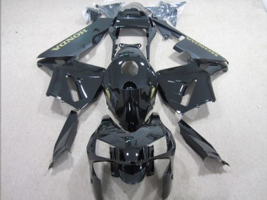 Carenado Moto Honda CBR600RR 2003-2004 - Negro Brillante Negro Mate Oro Calcomanía