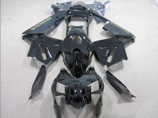 Carenado Moto Honda CBR600RR 2003-2004 - Negro Brillante Negro Mate Oro Calcomanía