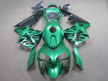 Carenado Moto Honda CBR600RR 2003-2004 - Verde Negro Llama
