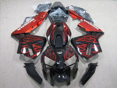 Carenados Moto Honda CBR600RR 2005-2006 - Negro Brillante Rojo Llama
