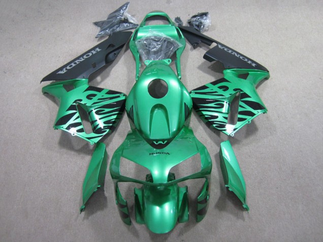 Carenado Moto Honda CBR600RR 2007-2008 - Verde Negro Brillante Llama
