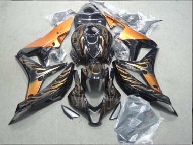 Carenados Moto Honda CBR600RR 2007-2008 - Negro Brillante Naranja Llama