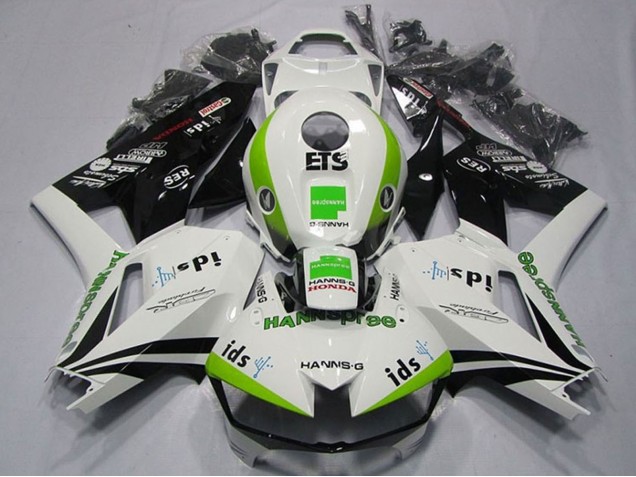 Carenado Moto Honda CBR600RR 2013-2023 - Blanco Verde Negro Brillante Hannspree ETS