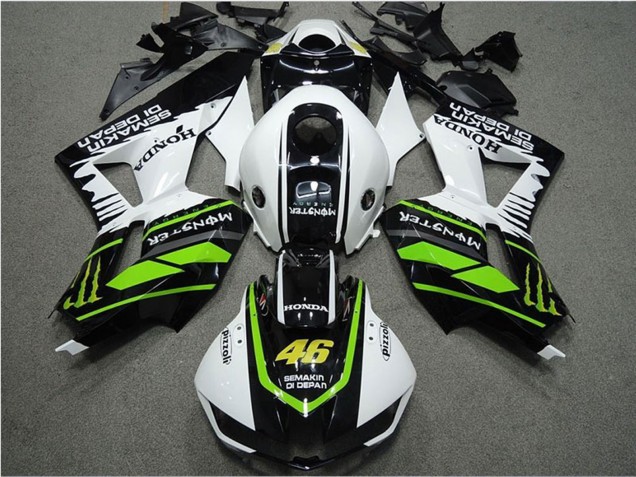 Carenado Moto Honda CBR600RR 2013-2023 - Blanco Verde Negro Brillante Semakin Didepan Monstruo