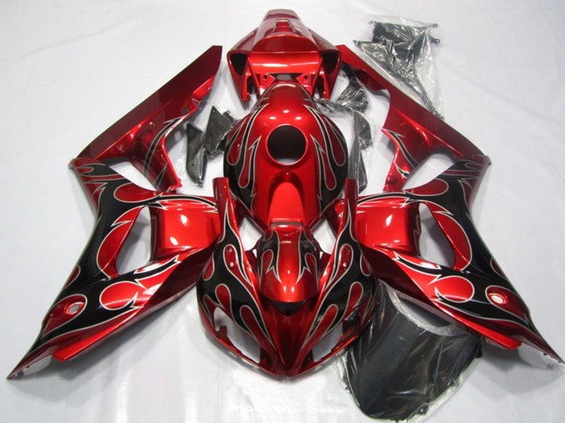 Carenados Moto Honda CBR1000RR 2006-2007 - Rojo Negro Brillante Llama