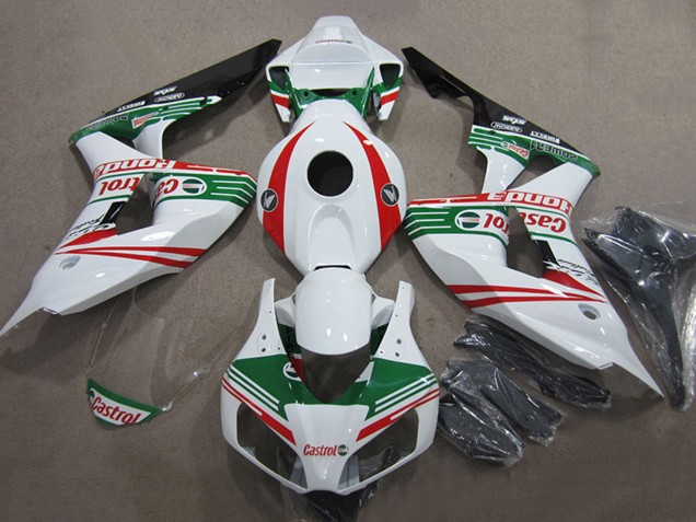 Carenado Moto Honda CBR1000RR 2006-2007 - Blanco Rojo Verde Negro Brillante Castrol