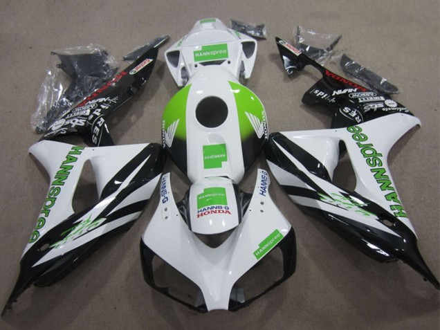 Carenado Moto Honda CBR1000RR 2006-2007 - Blanco Verde Negro Brillante Hannspree