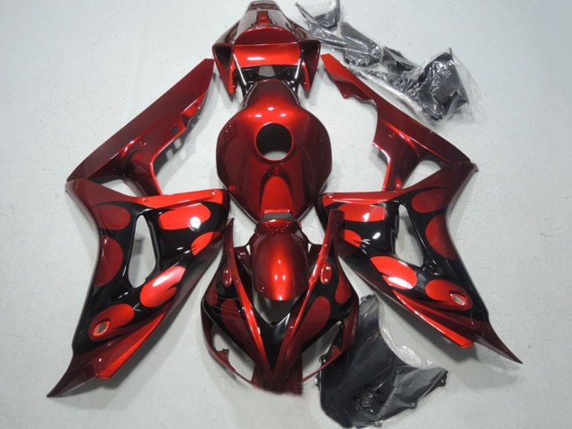 Carenado Moto Honda CBR1000RR 2006-2007 - Rojo Negro Brillante Llama