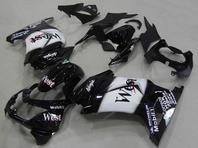 Carenado Moto Kawasaki ZX250R 2008-2012 - Negro Brillante Blanco West