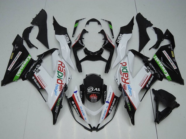 Carenado Moto Kawasaki ZX6R 2013-2018 - Blanco Verde Negro Rojo Rapid