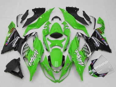 Carenado Moto Kawasaki ZX6R 2013-2018 - Verde Blanco Plata Negro Elf Touch4 Bridgestone 11