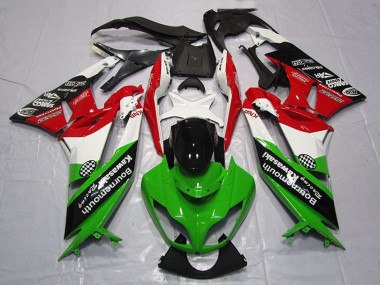 Carenado Moto Kawasaki ZX6R 2009-2012 - Blanco Rojo Verde Negro Brillante