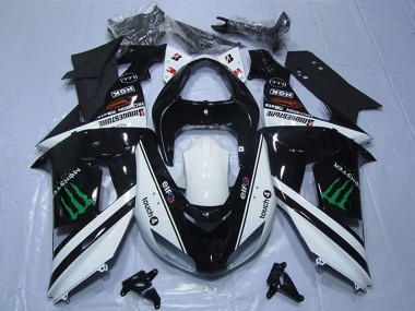 Carenado Moto Kawasaki ZX6R 2007-2008 - Negro Blanco Monstruo Touch4