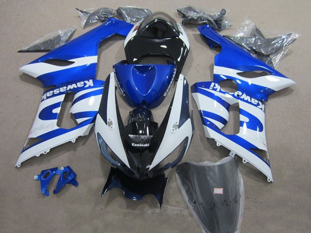 Carenado Moto Kawasaki ZX6R 2005-2006 - Azul Blanco Negro