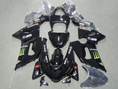 Carenado Moto Kawasaki ZX6R 2005-2006 - Negro Brillante Verde Monstruo
