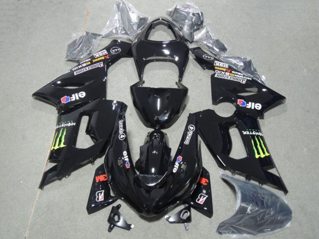 Carenado Moto Kawasaki ZX6R 2005-2006 - Negro Brillante Verde Monstruo