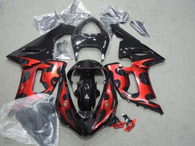 Carenado Moto Kawasaki ZX6R 2005-2006 - Negro Brillante Rojo