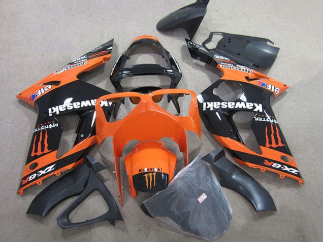 Carenado Moto Kawasaki ZX6R 2003-2004 - Naranja Negro Monstruo