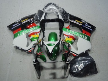 Carenado Moto Kawasaki ZX6R 2000-2002 - Blanco Verde Rojo Amarillo Negro Estrella EuroBet