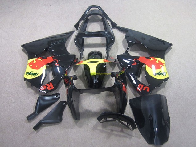 Carenados Moto Kawasaki ZX6R 2000-2002 - Negro Brillante Amarillo Rojo Bull