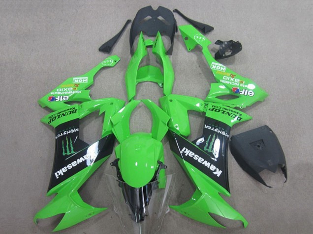 Carenado Moto Kawasaki ZX10R 2008-2010 - Verde Negro Monstruo Energy Elf Dunlop