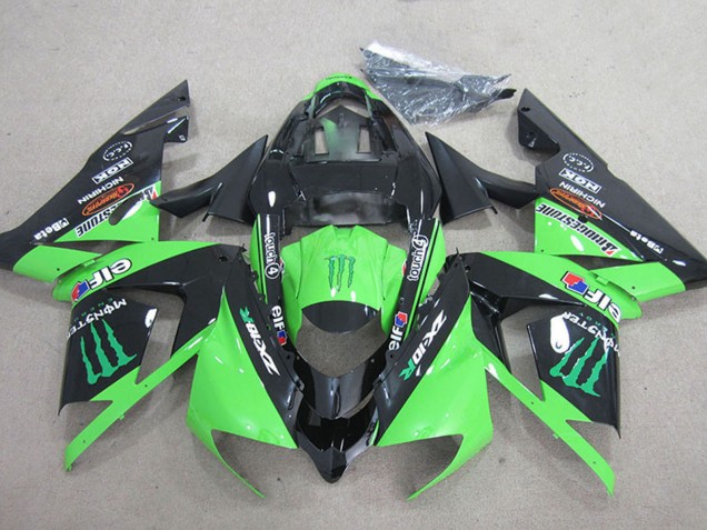 Carenado Moto Kawasaki ZX10R 2004-2005 - Negro Verde Monstruo