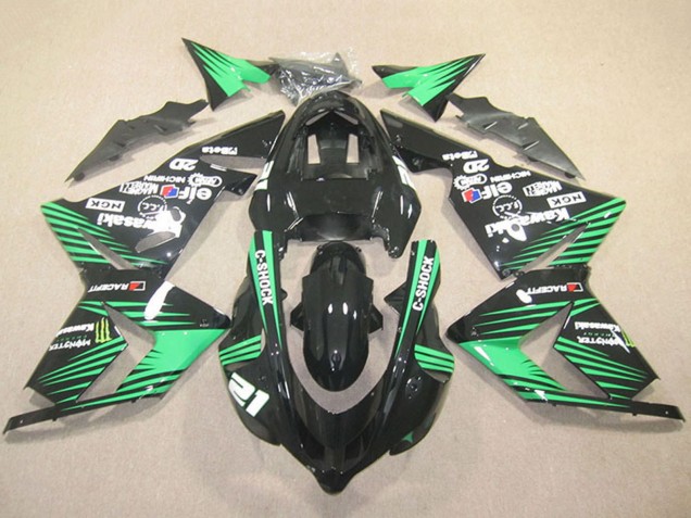 Carenado Moto Kawasaki ZX10R 2004-2005 - Negro Verde C-Shock Monstruo