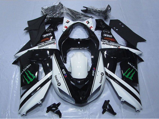 Carenado Moto Kawasaki ZX10R 2006-2007 - Blanco Negro Brillante Verde Elf Touch4 Monstruo