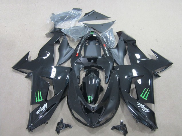 Carenado Moto Kawasaki ZX10R 2006-2007 - Negro Brillante Verde Monstruo
