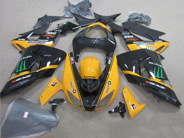 Carenado Moto Kawasaki ZX10R 2006-2007 - Negro Brillante Amarillo Verde Touch4 Monstruo