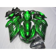 Carenados Moto Kawasaki ZX14R ZZR1400 2012-2024 - Verde Negro Brillante Plata Ninja