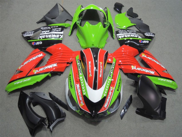 Carenado Moto Kawasaki ZX14R ZZR1400 2006-2011 - Verde Rojo Blanco Negro Elf Motocard
