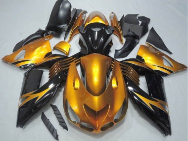 Carenados Moto Kawasaki ZX14R ZZR1400 2006-2011 - Oro Negro Brillante