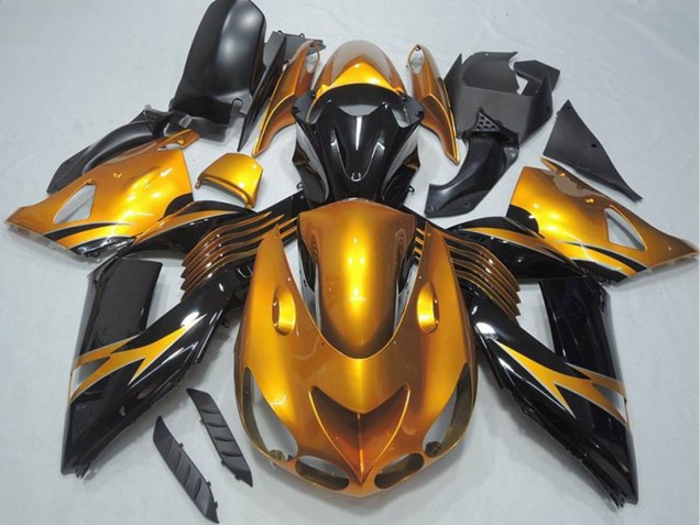 Carenados Moto Kawasaki ZX14R ZZR1400 2006-2011 - Oro Negro Brillante
