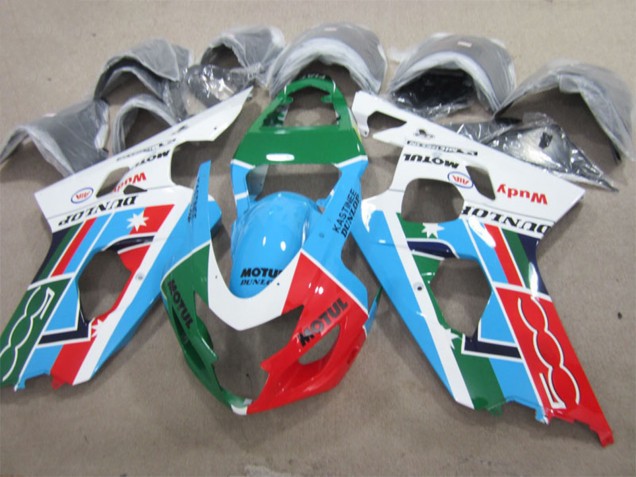 Carenado Moto Suzuki GSXR 600 2001-2003 - Blanco Azul Verde Rojo Motul
