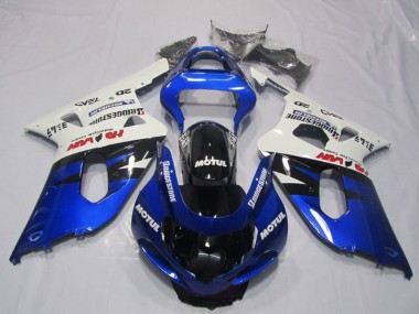 Carenado Moto Suzuki GSXR 600 2001-2003 - Blanco Azul Negro Brillante Motul