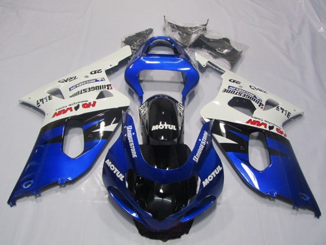 Carenado Moto Suzuki GSXR 600 2001-2003 - Blanco Azul Negro Brillante Motul