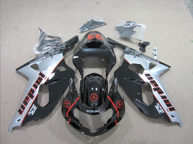 Carenado Moto Suzuki GSXR 600 2001-2003 - Plata Negro Brillante Rojo Jordan 23