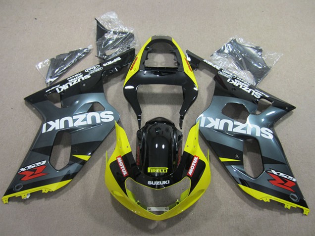 Carenado Moto Suzuki GSXR 600 2001-2003 - Negro Amarillo Motul