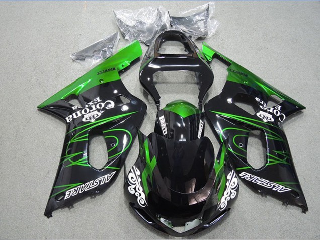 Carenado Moto Suzuki GSXR 600 2001-2003 - Negro Brillante Verde Corona Extra Alstare