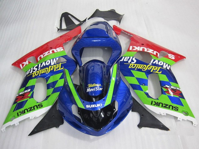 Carenado Moto Suzuki GSXR 600 2001-2003 - Azul Verde Rojo Telefumica MoviStar
