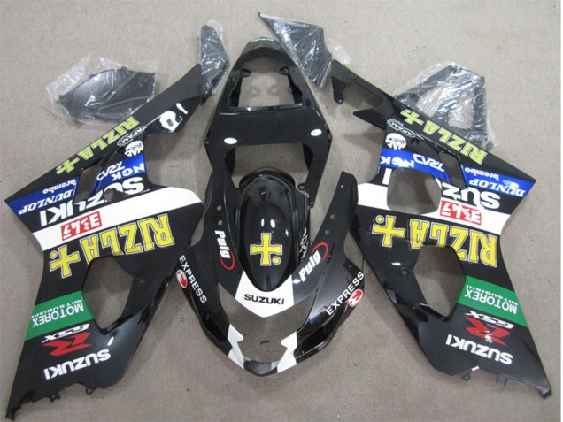Carenado Moto Suzuki GSXR 600 2004-2005 - Negro Brillante Blanco Verde Amarillo Rizla