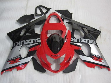 Carenado Moto Suzuki GSXR 600 2004-2005 - Rojo Plata Negro Brillante