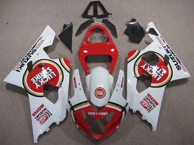 Carenado Moto Suzuki GSXR 600 2004-2005 - Blanco Rojo Lucky Strike Motul