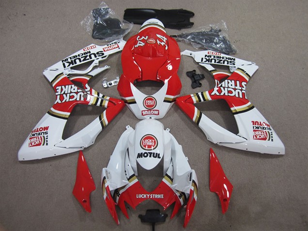 Carenado Moto Suzuki GSXR 600 2006-2007 - Blanco Rojo Lucky Strike Motul