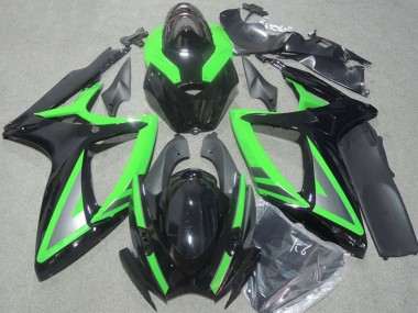 Carenado Moto Suzuki GSXR 600 2006-2007 - Verde Negro Brillante Plata